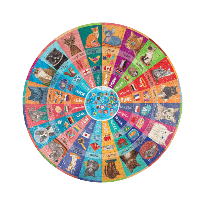 Cats of the World eeboo Round puzzle 500 pcs 