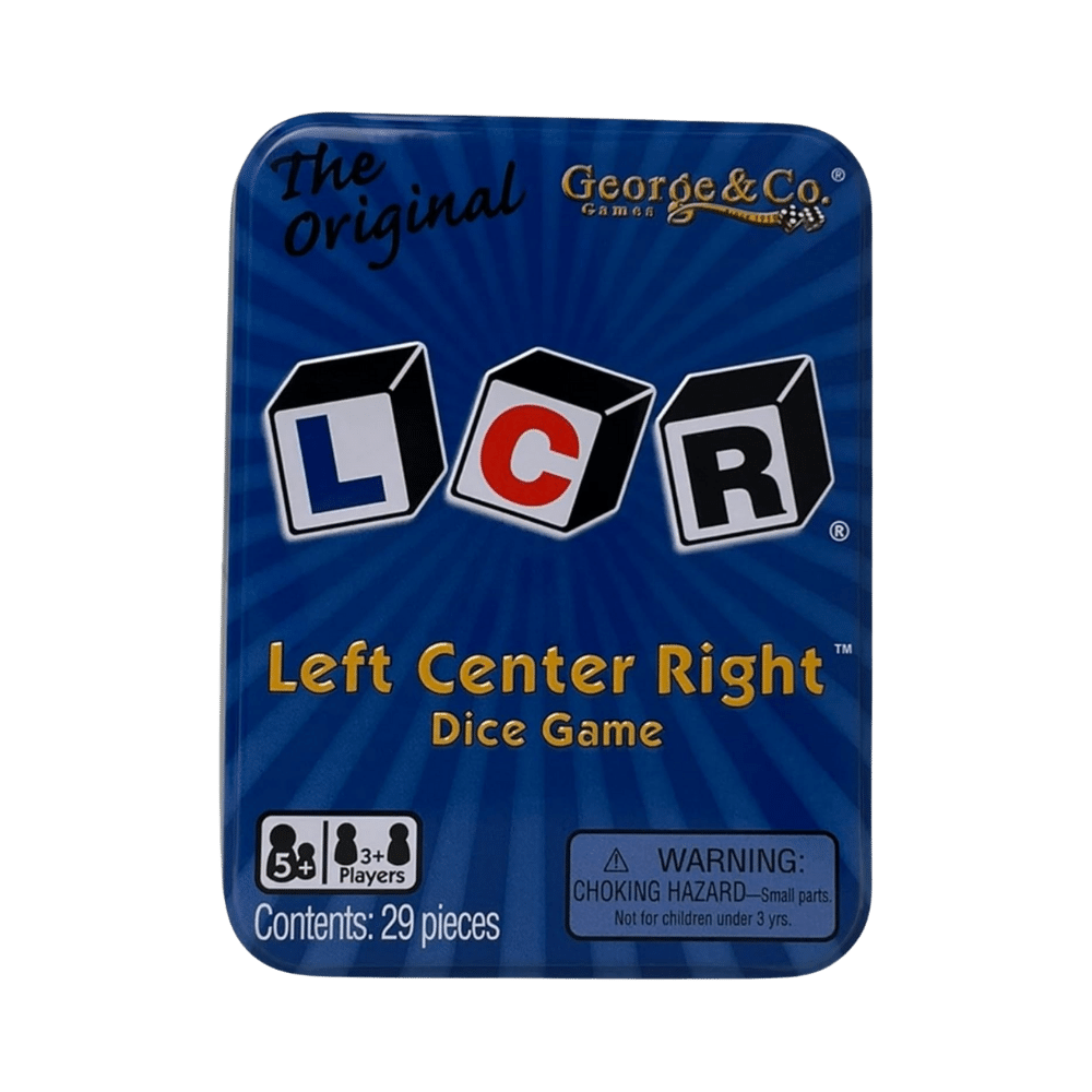 LCR Left Center Right Dice Game Tin, jeu de société familial