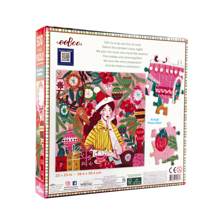 Ms. Santa's Reindeer eeboo Puzzle 500 pcs