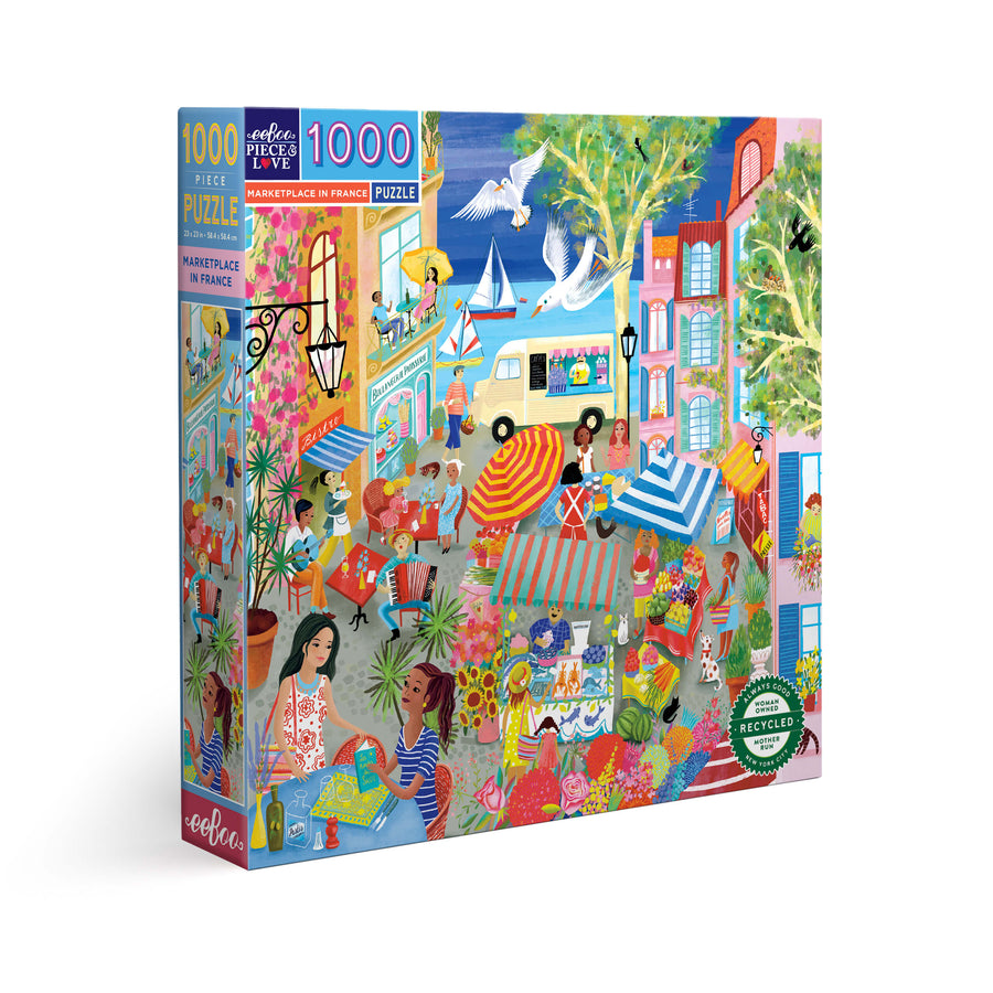Marketplace in France eeBoo square puzzle 1000 pcs