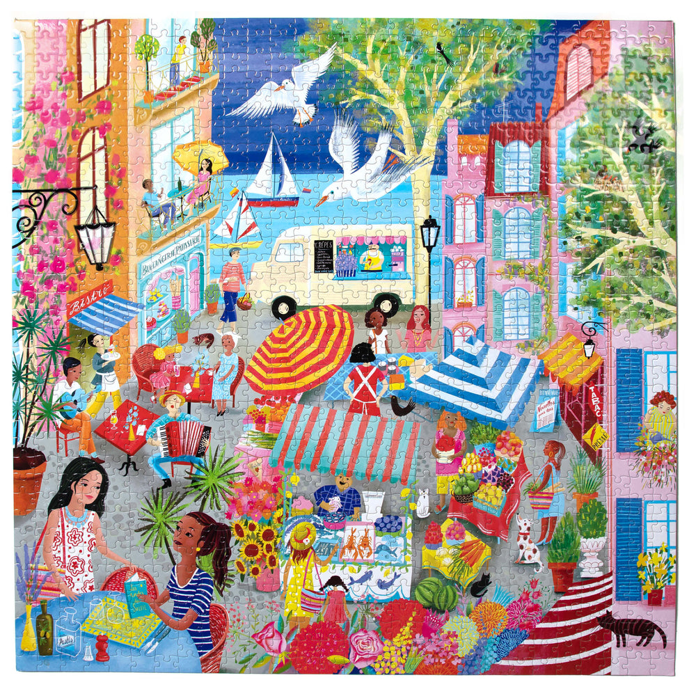 Marketplace in France eeBoo square puzzle 1000 pcs