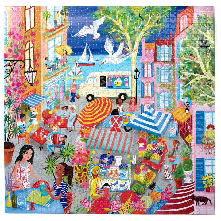 Marketplace in France eeBoo square puzzle 1000 pcs