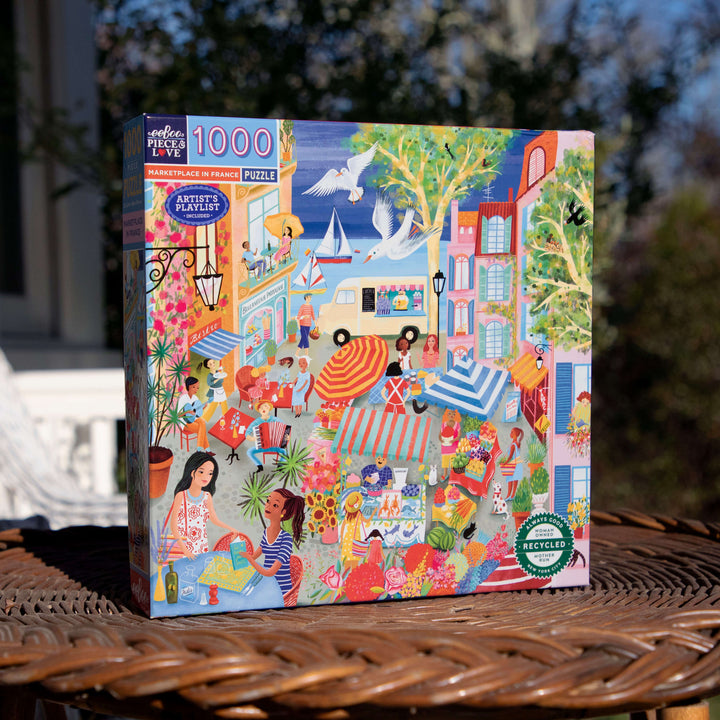Marketplace in France eeBoo square puzzle 1000 pcs