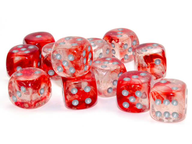 Dés Chessex Nebula: 12D6 Red/Silver Luminary - Achat en ligne