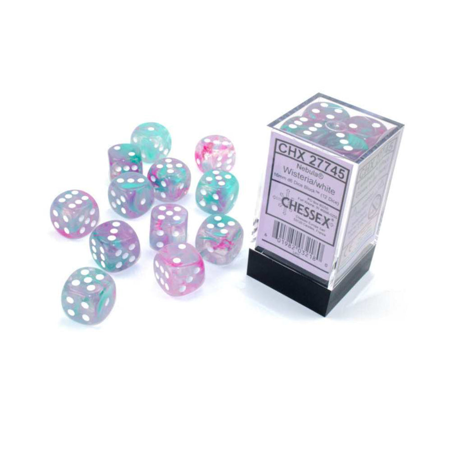 Dés Chessex Nebula: 12D6 Glycine/Luminaire blanc - Achat en ligne