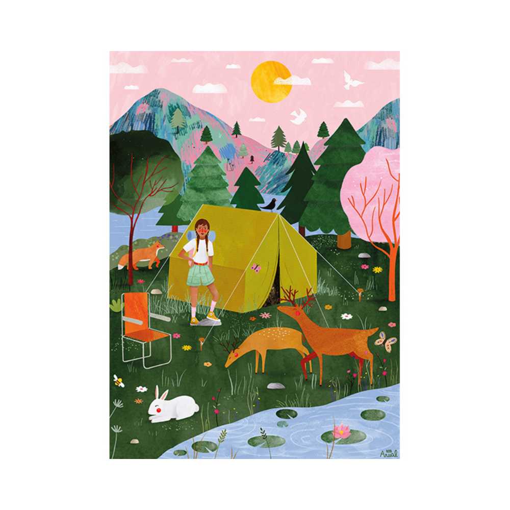 Puzzle Nathan Carte blanche Laura Lhuillier Let's go camping 1000 
