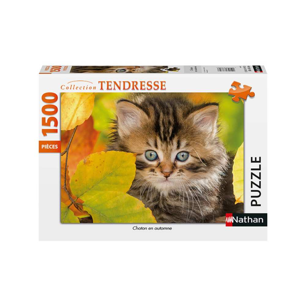 Puzzle Nathan Collection Tendresse: Chaton en automne 1500 pcs