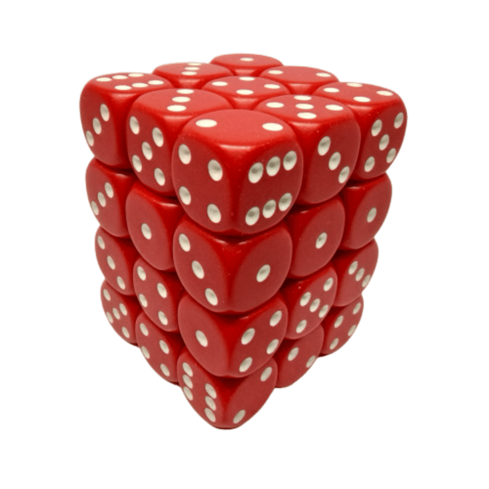 Chessex - 36d6 - Opaque Red/White