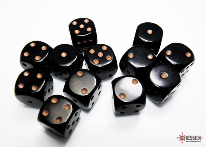 Chessex 12D6 Opaque Noir/Or Dice - Dés Accessoires - Dés - Classiques
