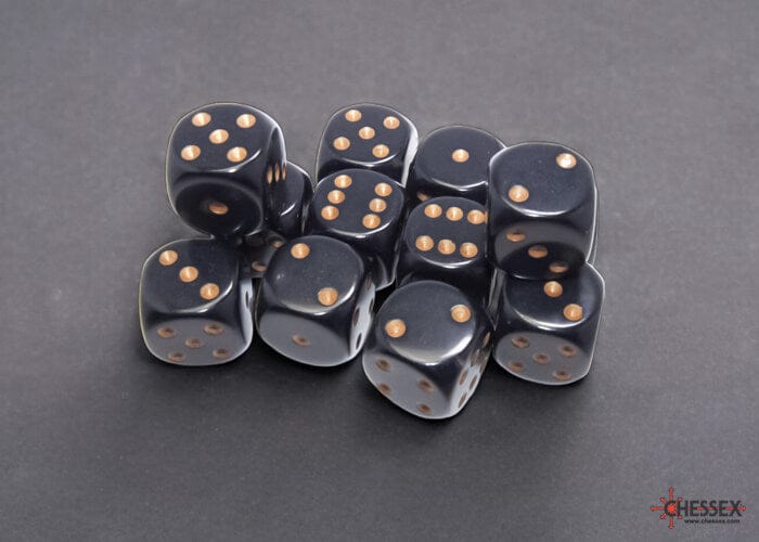 Chessex 12D6 Opaque Noir/Or Dice - Dés Accessoires - Dés - Classiques