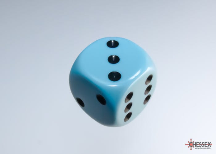 Chessex - 12D6 Opaques bleus pastel/noirs Accessoires - Dés - Classiques