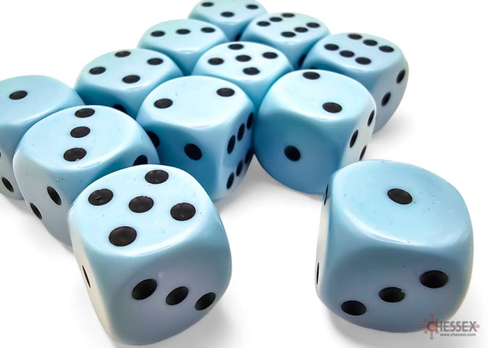 Chessex - 12D6 Opaques bleus pastel/noirs Accessoires - Dés - Classiques