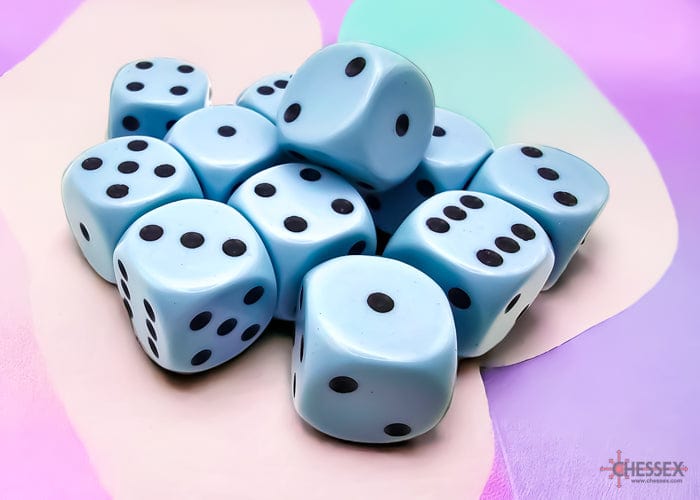 Chessex - 12D6 Opaques bleus pastel/noirs Accessoires - Dés - Classiques