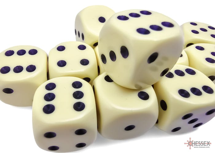 Chessex - 12D6 Opaques jaunes pastel/noirs Accessoires - Dés - Classiques