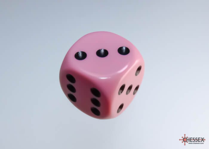 Chessex - 12D6 Opaques roses pastel/noirs Accessoires - Dés - Classiques