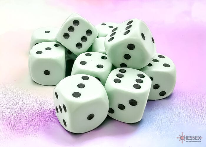 Chessex - 12D6 Opaques verts pastel/noirs Accessoires - Dés - Classiques