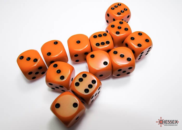 Dés Opaque: 12D6 Orange / Noir Accessoires - Dés - Classiques