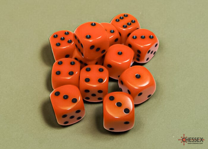 Dés Opaque: 12D6 Orange / Noir Accessoires - Dés - Classiques