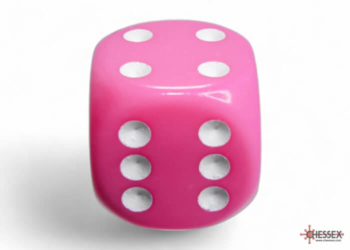Dés Opaque: 12D6 Rose / Blanc Accessoires - Dés - Classiques
