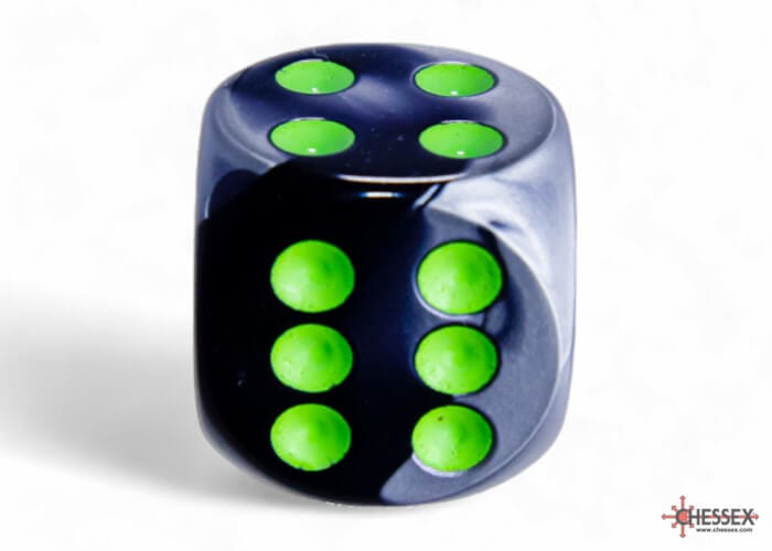 Gemini: 12D6 Black-Grey/Green Accessoires - Dés - Classiques
