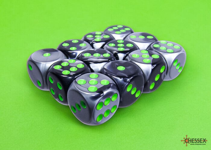 Gemini: 12D6 Black-Grey/Green Accessoires - Dés - Classiques
