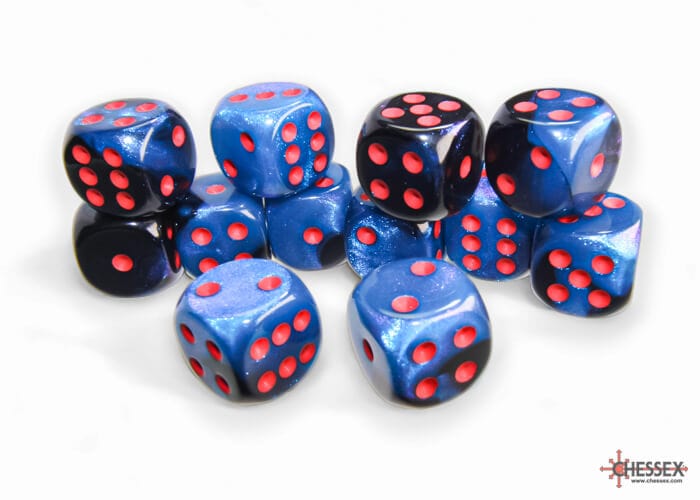 Gemini: 12D6 Black-Starlight/Red Accessoires - Dés - Classiques