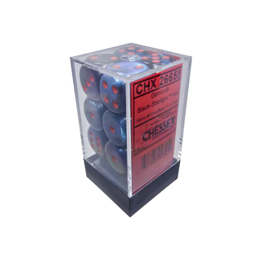 Gemini: 12D6 Black-Starlight/Red Accessoires - Dés - Classiques