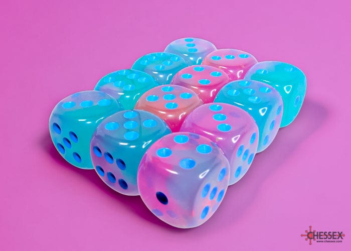 Gemini: 12D6 Gel Green-Pink / Blue Luminary Dice Block Accessoires - Dés - Classiques