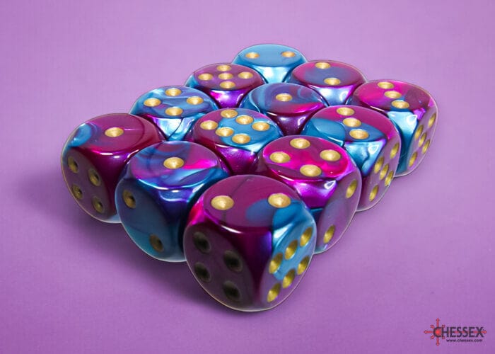 Gemini: 12D6 Purple-Teal/Gold Accessoires - Dés - Classiques