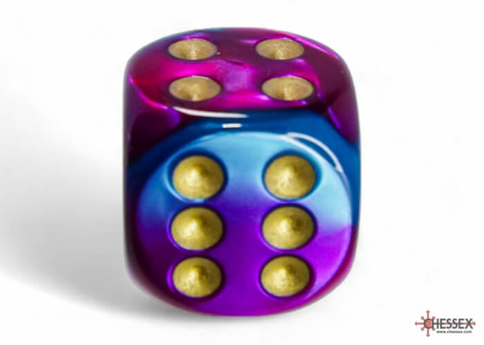 Gemini: 12D6 Purple-Teal/Gold Accessoires - Dés - Classiques