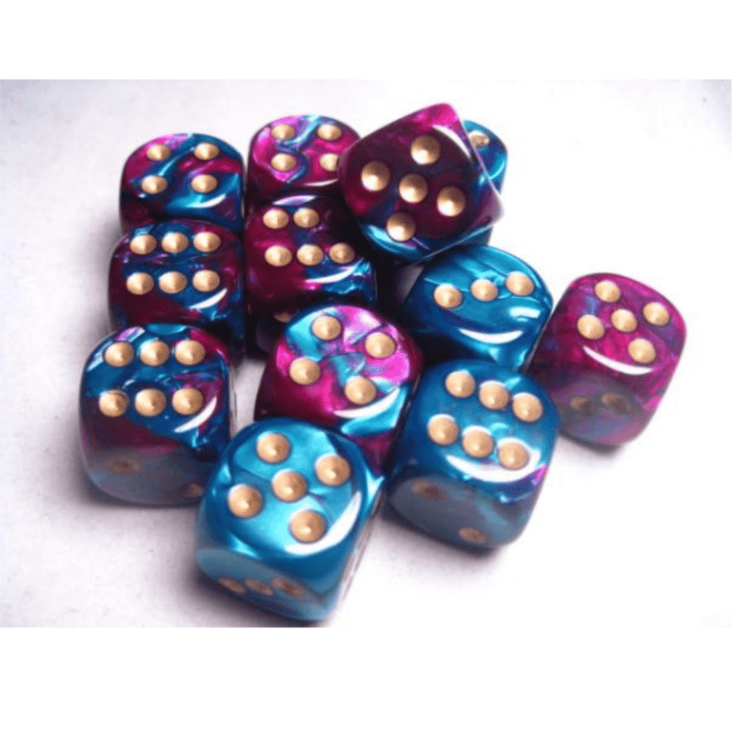 Gemini: 12D6 Purple-Teal/Gold Accessoires - Dés - Classiques