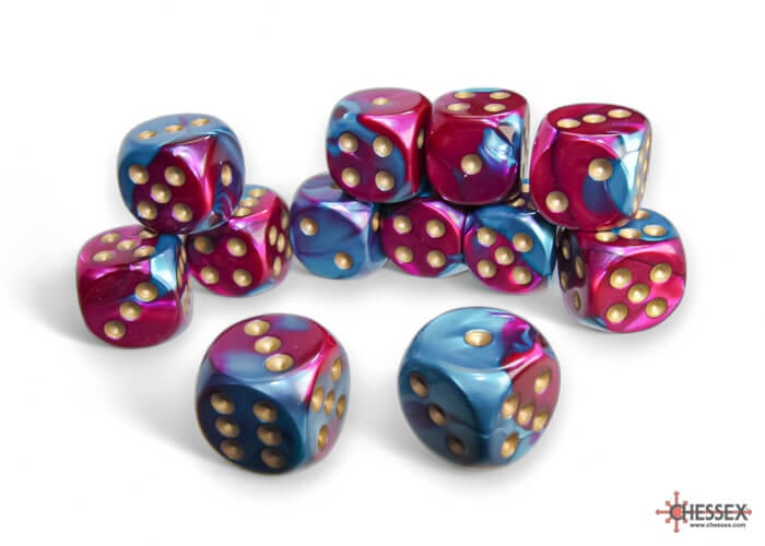 Gemini: 12D6 Purple-Teal/Gold Accessoires - Dés - Classiques