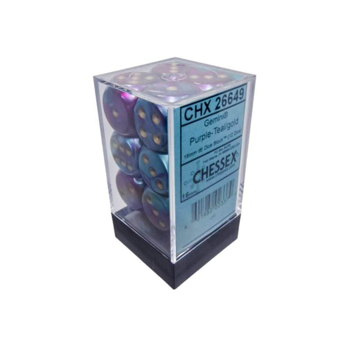Gemini: 12D6 Purple-Teal/Gold Accessoires - Dés - Classiques