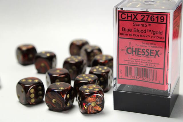 Scarab: 12D6 Blue Blood/Gold Accessoires - Dés - Classiques