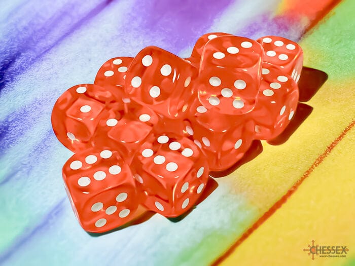 Translucent: 12D6 Orange/White Accessoires - Dés - Classiques