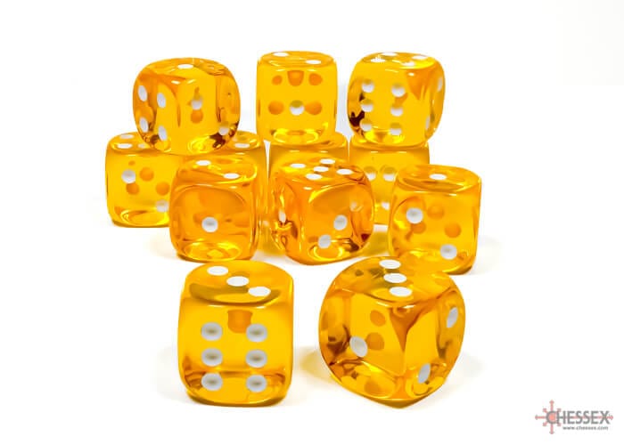 Translucent: 12D6 Yellow/White Accessoires - Dés - Classiques
