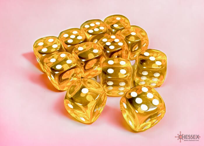 Translucent: 12D6 Yellow/White Accessoires - Dés - Classiques