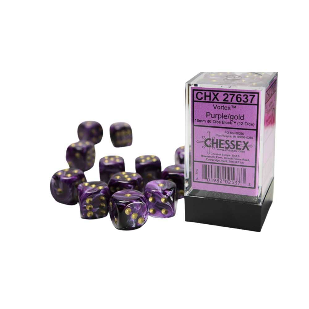 Vortex: 12D6 Purple/Gold Accessoires - Dés - Classiques