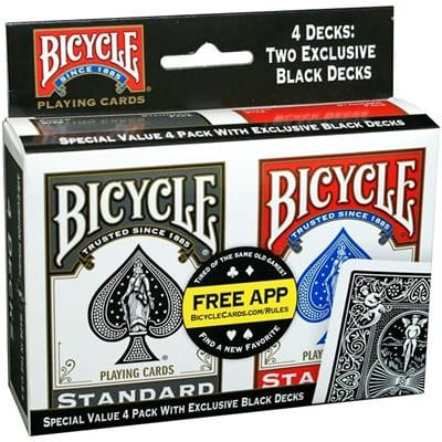 Bicycle: 4 Pack Cartes à jouer JEUX - Cartes à jouer