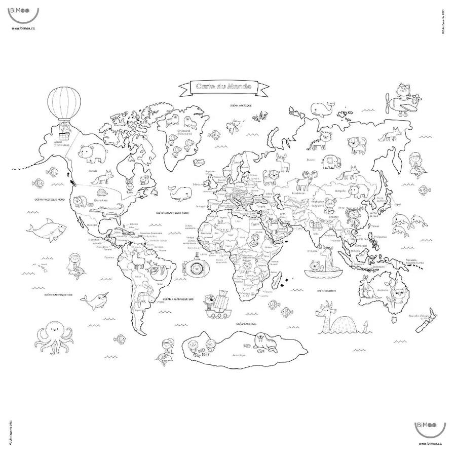 Bimoo Nappe Monde 45x45po (EN) PASSE-TEMPS