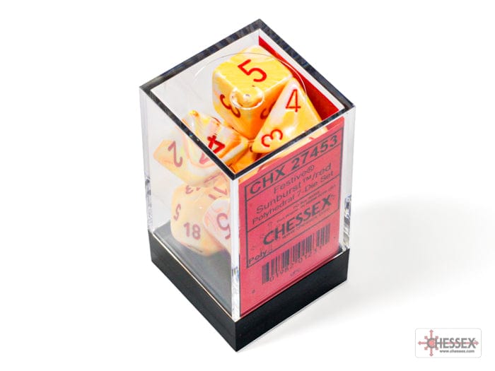 Festive: 7Pc Sunburst / Red Cartables et portfolios - Dés - Jeux de rôle