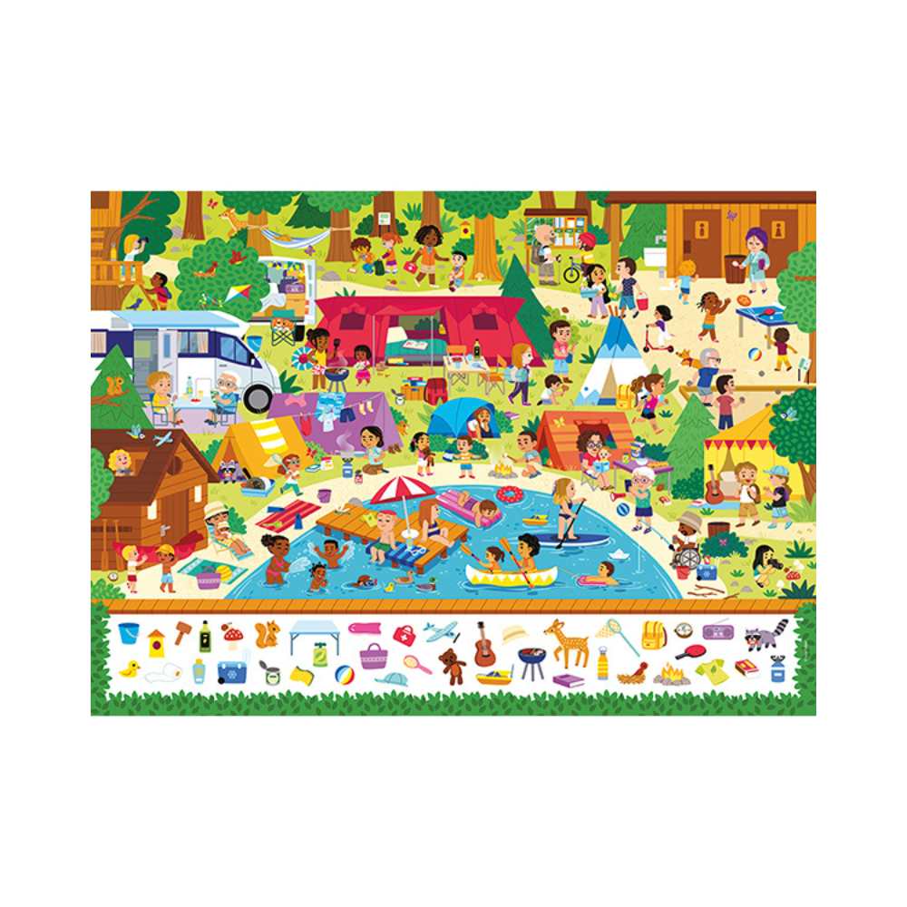 Au camping (Cherche et trouve) (Puzzle 100 pcs) CASSE-TÊTE - 100 - 150 morceaux