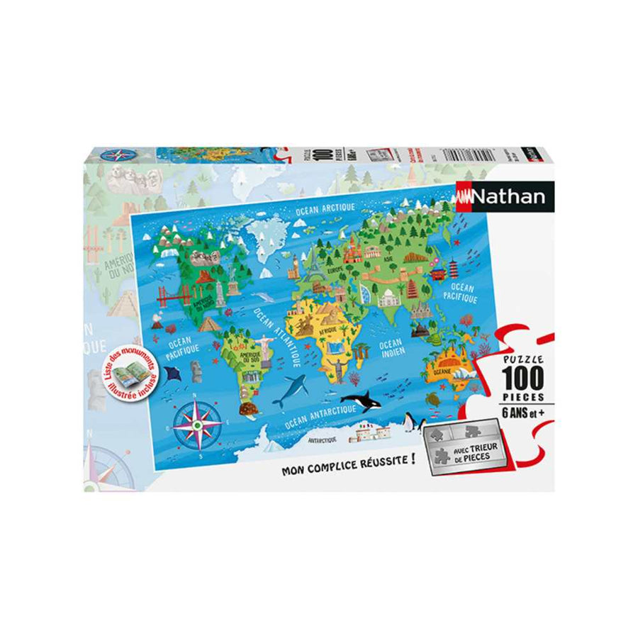 Carte du monde des monuments (Puzzle 100 pcs) CASSE-TÊTE - 100 - 150 morceaux