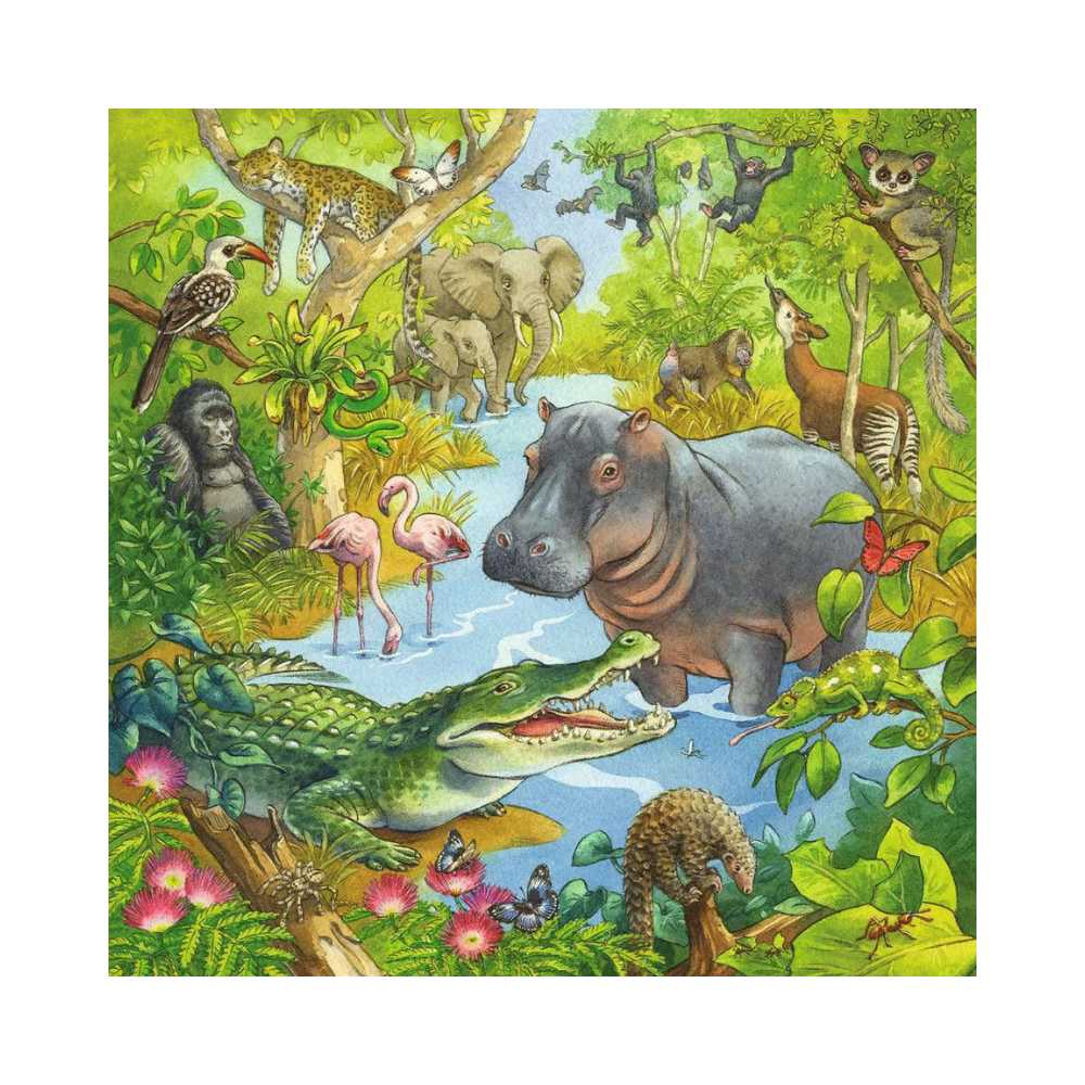 Puzzle 3x49: Jungle Fun CASSE-TÊTE - 100 - 150 morceaux