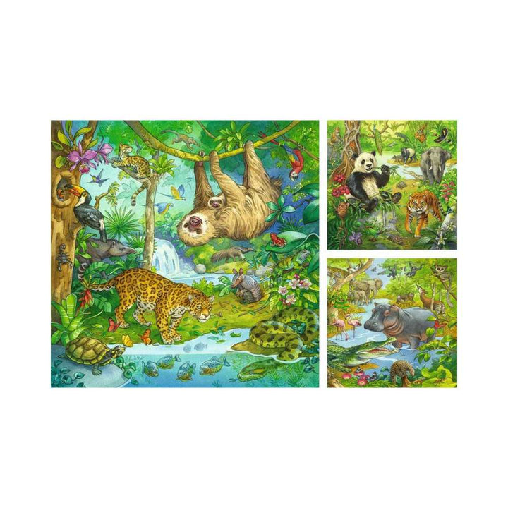 Puzzle 3x49: Jungle Fun CASSE-TÊTE - 100 - 150 morceaux
