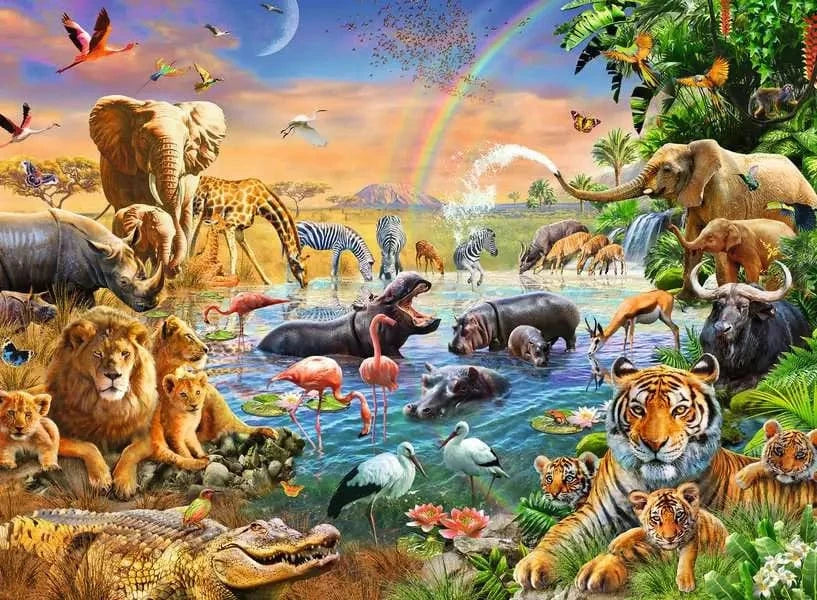 Puzzle XXL 100: Savannah Jungle Waterhole CASSE-TÊTE - 100 - 150 morceaux