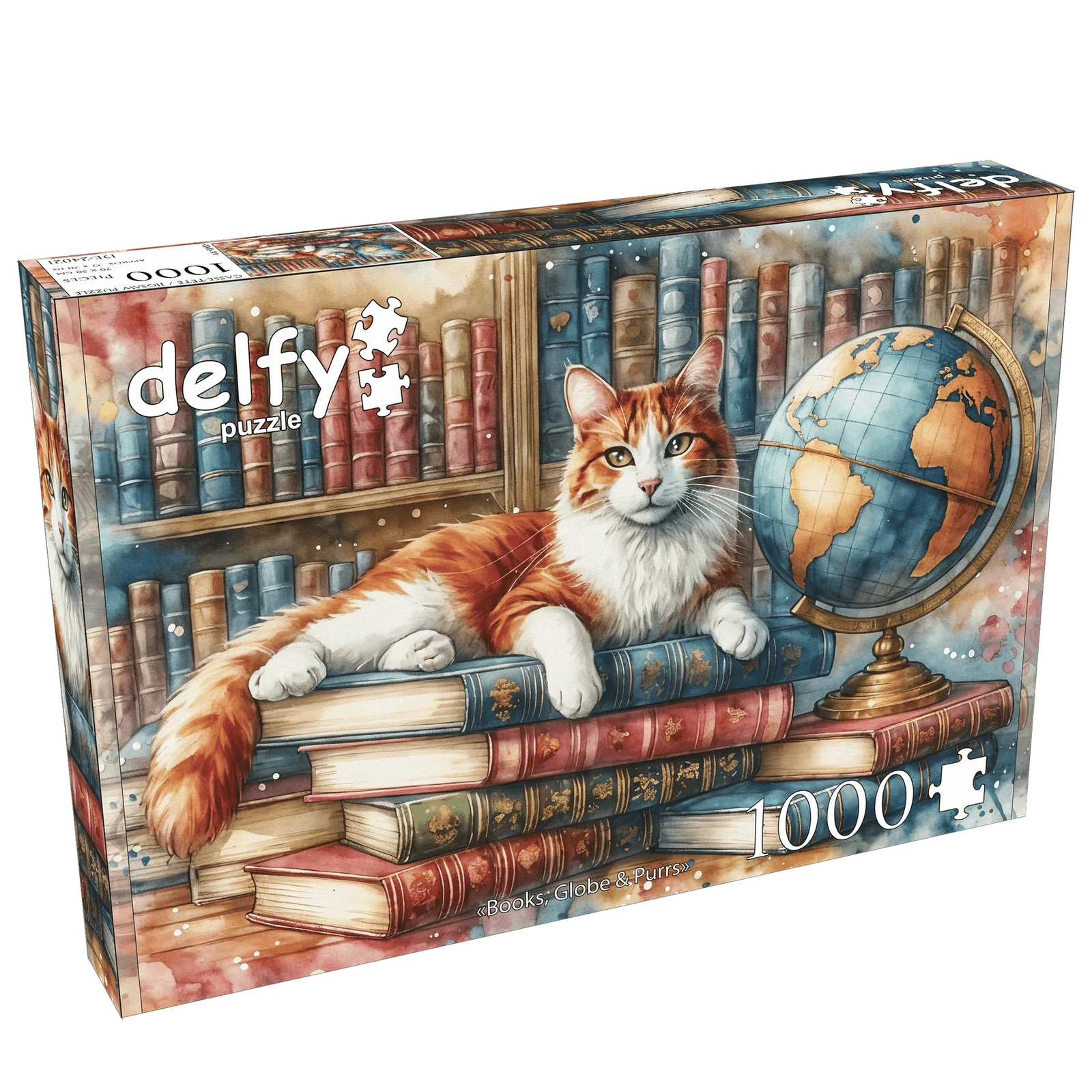 Books, Globe & Purrs (1000 pcs) CASSE-TÊTE - 1000 morceaux