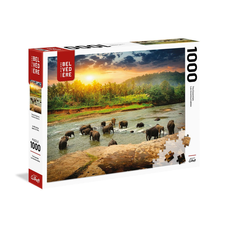 Les éléphants (1000 pcs) CASSE-TÊTE - 1000 morceaux