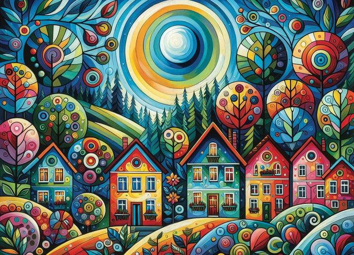 Lovely Colorful Village (1000 pcs) CASSE-TÊTE - 1000 morceaux