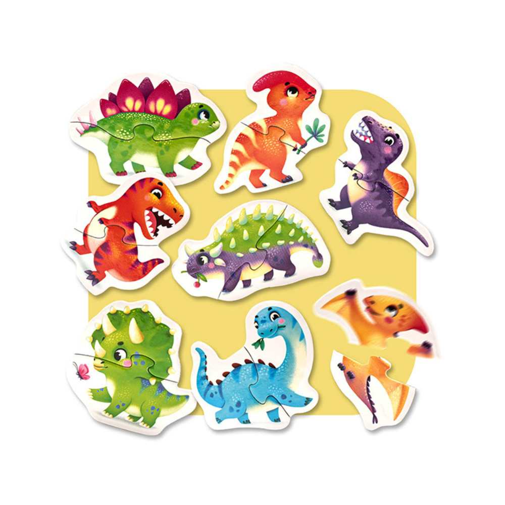 Joyeux dinosaures (8x2 pcs) CASSE-TÊTE - 2 - 24 morceaux